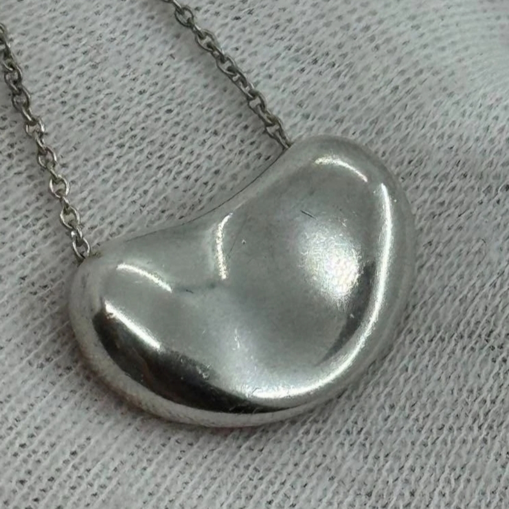 Tiffany & Co. Elsa Peretti Bean Necklace 18mm Large Sterling Silver 925 Pendant - Picture 4 of 7